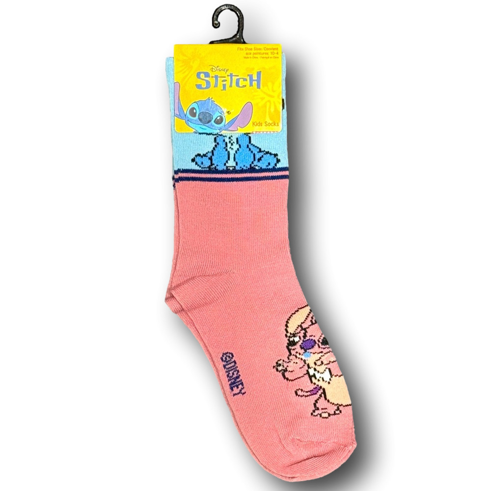 Kids Disney Stitch & Angel Funny Novelty Crew Socks - NWT